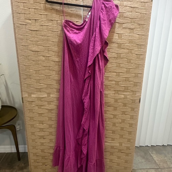 Free People Elisa Maxi Elegant One-Shoulder Pink Dress EUC size Small - Picture 2 of 3
